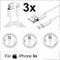 Preview: 3x iPhone 6s Lightning auf USB Kabel 1m Ladekabel